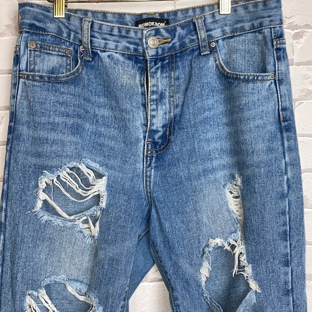 Momokrom Distressed Jeans - Raw Hem - Size 10 see measurements